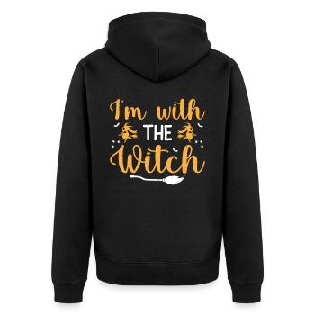Halloween Costume - I'm With The Witch - Unisex Premium Bio Zip Hoodie - Schwarz - Hinten - Nico (187cm)