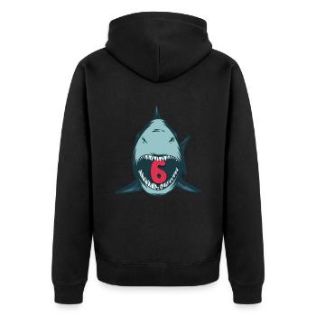 Megalodon Hai 6th birthday 6 years Megalodon - Unisex Premium Organic Zip Hoodie - black - Back - Nico (187cm)