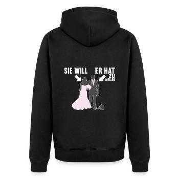Junggesellenabschied Junggeselle Polterabend - Unisex Premium Bio Zip Hoodie - Schwarz - Hinten - Nico (187cm)