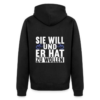 Junggesellenabschied Junggeselle Polterabend - Unisex Premium Bio Zip Hoodie - Schwarz - Hinten - Nico (187cm)
