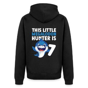 Ce petit chasseur de mégalodon a 7 ans - - Veste à capuche bio Premium Unisexe - noir - Dos - Nico (187cm)