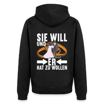 Junggesellenabschied Junggeselle Polterabend - Unisex Premium Bio Zip Hoodie - Schwarz - Hinten - Nico (187cm)