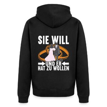 Junggesellenabschied Junggeselle Polterabend - Unisex Premium Bio Zip Hoodie - Schwarz - Hinten - Nico (187cm)