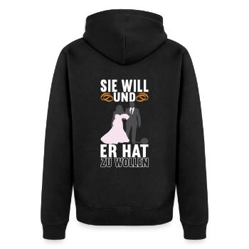 Junggesellenabschied Junggeselle Polterabend - Unisex Premium Bio Zip Hoodie - Schwarz - Hinten - Nico (187cm)