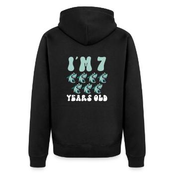 Ce petit chasseur de mégalodon a 7 ans - - Veste à capuche bio Premium Unisexe - noir - Dos - Nico (187cm)