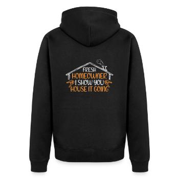 Nouveau propriétaire Maison De crémaillère Présentation de la fête - Veste à capuche bio Premium Unisexe - noir - Dos - Nico (187cm)