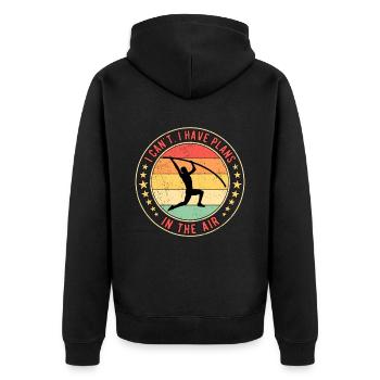 Stabspringer Stabhochspringer I Can't I Have Plans - Unisex Premium Bio Zip Hoodie - Schwarz - Hinten - Nico (187cm)