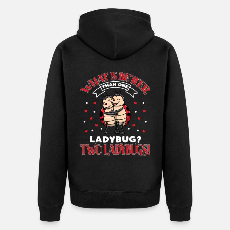 Two ladybug lovers ladybugs - Unisex Premium Organic Zip Hoodie - black