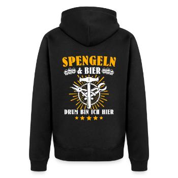 Spengler Sprüche Bauspengler - Unisex Premium Bio Zip Hoodie - Schwarz - Hinten - Nico (187cm)