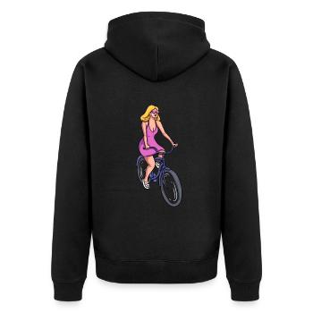 Cyclisme féminin - Veste à capuche bio Premium Unisexe - noir - Dos - Nico (187cm)