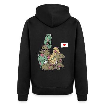 Funny Zombie Capybara Spooky Halloween Scary - Unisex Premium Organic Zip Hoodie - black - Back - Nico (187cm)