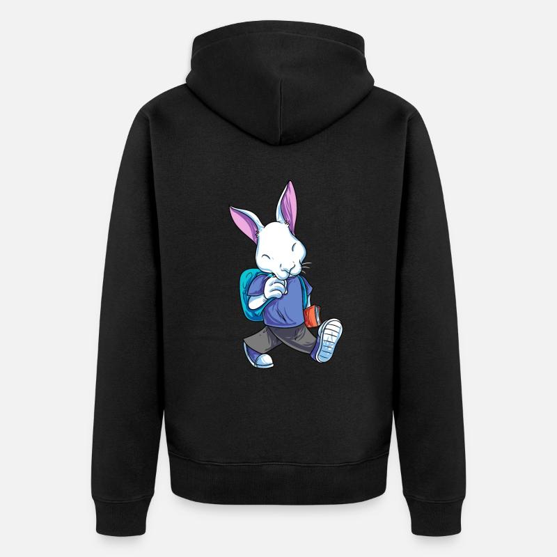Lapin Retour à l’école - Veste à capuche bio Premium Unisexe - noir