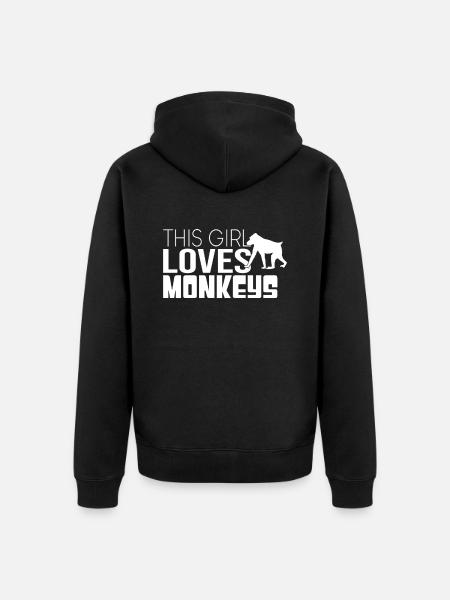 This girl loves monkeys - Unisex Premium Organic Zip Hoodie - black