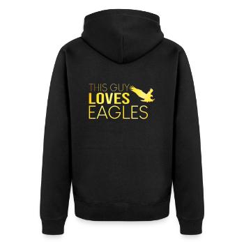 This guy loves eagles - Unisex Premium Organic Zip Hoodie - black - Back - Nico (187cm)