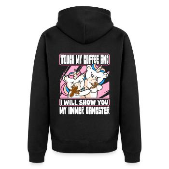 Buveur de café disant café amateur de café - Veste à capuche bio Premium Unisexe - noir - Dos - Nico (187cm)