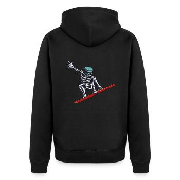 Skelett Snowboard - Unisex Premium Bio Zip Hoodie - Schwarz - Hinten - Nico (187cm)