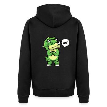 Persistent No Triceratops Dinosaur Dino - Unisex Premium Organic Zip Hoodie - black - Back - Nico (187cm)