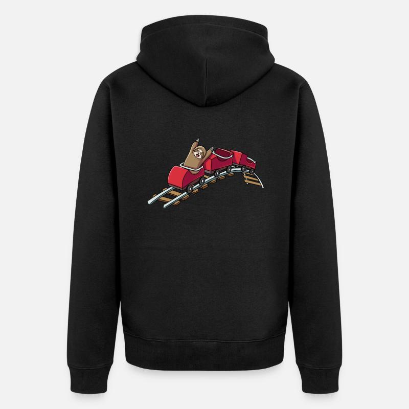 Faultier Achterbahn - Unisex Premium Bio Zip Hoodie - Schwarz