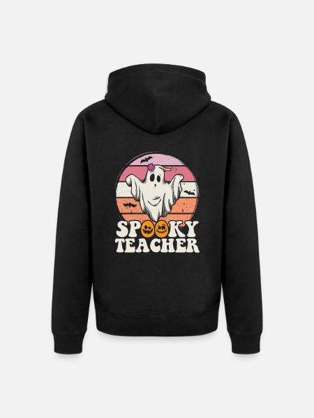 Teacher Halloween Ghost Spooky Teacher - Unisex Premium Organic Zip Hoodie - black