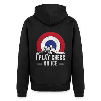 I play Chess on Ice Curling House - Unisex Premium Organic Zip Hoodie - black - Back - Nico (187cm)