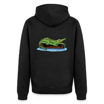 Crocodile qui prend un bain de soleil - Veste à capuche bio Premium Unisexe - noir - Dos - Nico (187cm)