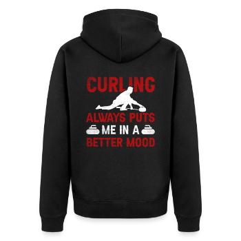 Le curling me met toujours de meilleure humeur le curling - Veste à capuche bio Premium Unisexe - noir - Dos - Nico (187cm)