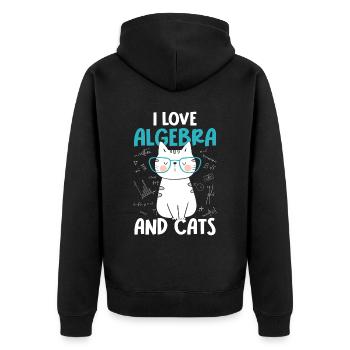 J’adore les maths et les chats - Algèbre - Veste à capuche bio Premium Unisexe - noir - Dos - Nico (187cm)