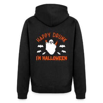 Happy Drunk I‘m Halloween Funny Happy Halloween - Unisex Premium Organic Zip Hoodie - black - Back - Nico (187cm)