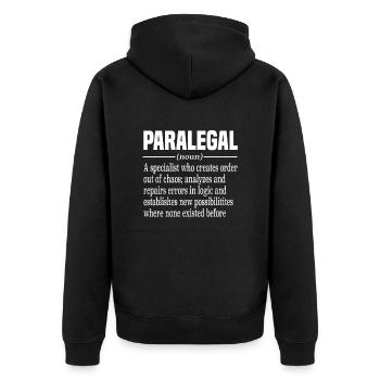 Rechtsanwaltsfachangestellter Rechtsanwalt - Unisex Premium Bio Zip Hoodie - Schwarz - Hinten - Nico (187cm)