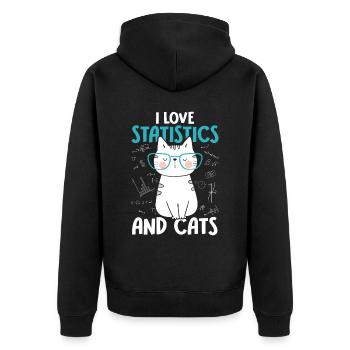 I love cats - Statistics - Unisex Premium Organic Zip Hoodie - black - Back - Nico (187cm)