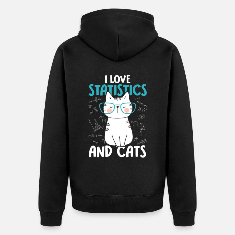J’aime les chats - Statistiques - Veste à capuche bio Premium Unisexe - noir