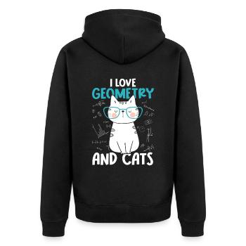I Love Cats - Géométrie - Veste à capuche bio Premium Unisexe - noir - Dos - Nico (187cm)