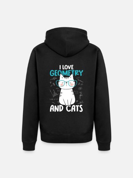 I Love Cats - Geometry - Unisex Premium Organic Zip Hoodie - black