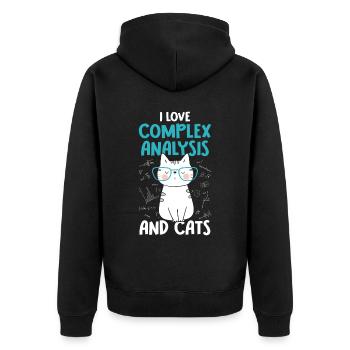 Ich Liebe Katzen - Komplexe Analyse - Unisex Premium Bio Zip Hoodie - Schwarz - Hinten - Nico (187cm)