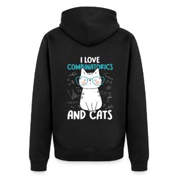 I Love Cats - Combinatorics - Unisex Premium Organic Zip Hoodie - black - Back - Nico (187cm)