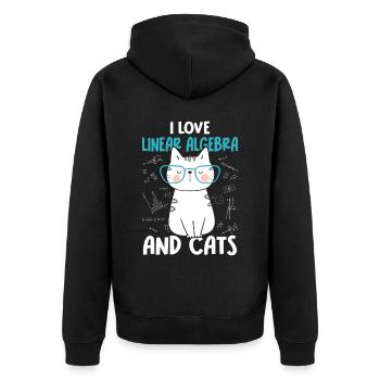 Ich Liebe Katzen - Lineare Algebra - Unisex Premium Bio Zip Hoodie - Schwarz - Hinten - Nico (187cm)