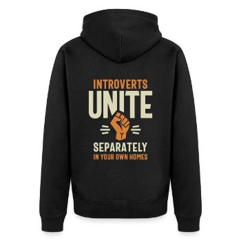 Les introvertis s’unissent séparément Citation amusante - Veste à capuche bio Premium Unisexe - noir - Dos - Nico (187cm)