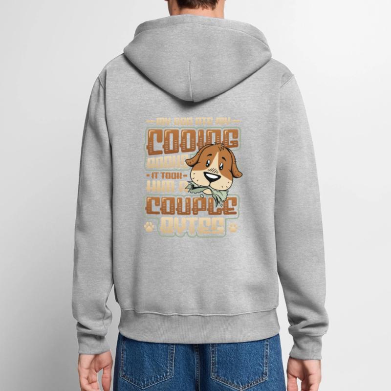 Dog Bytes Code Computer Joke Programming Unisex Premium Organic Zip Hoodie