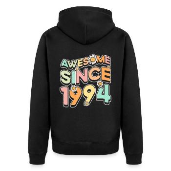 Fantastisch Seit 1994 Blumenthema Blumen - Unisex Premium Bio Zip Hoodie - Schwarz - Hinten - Nico (187cm)