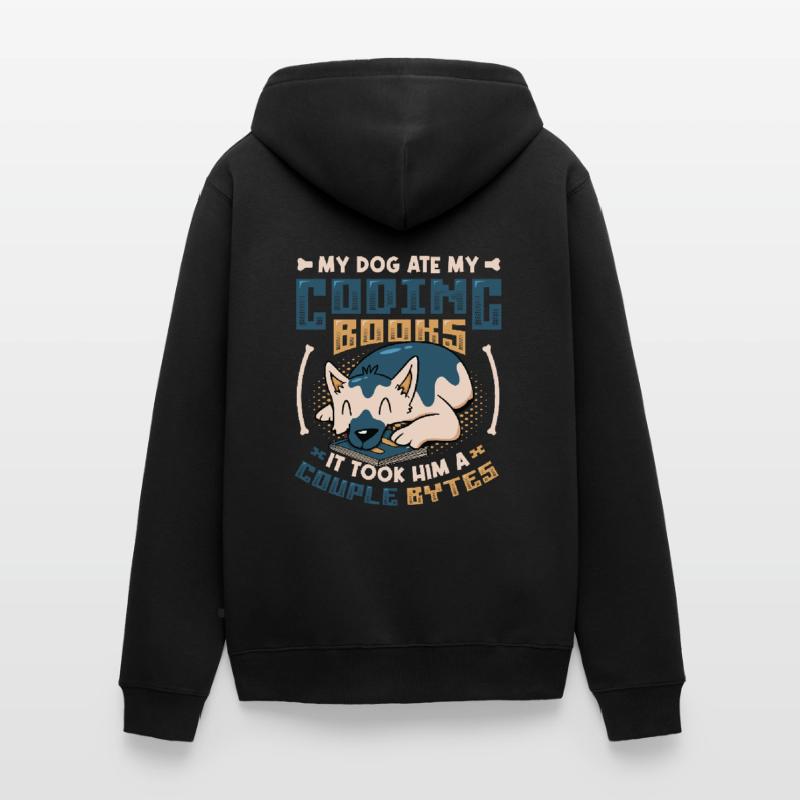 Dog Bytes Code Computer Joke Programming Unisex Premium Organic Zip Hoodie