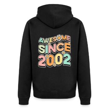 Fantastisch Seit 2002 Blumen-thema - Unisex Premium Bio Zip Hoodie - Schwarz - Hinten - Nico (187cm)