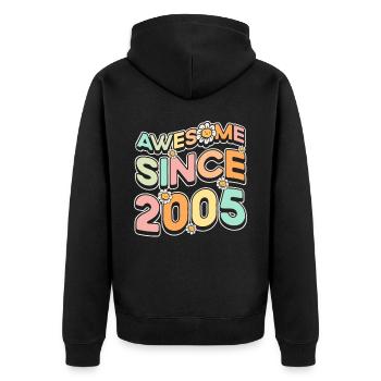 Ehrfurcht Einflößend Seit 2005 Blumenthema Blumen - Unisex Premium Bio Zip Hoodie - Schwarz - Hinten - Nico (187cm)