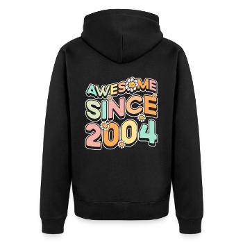 Fantastisch Seit 2004 Blumen-thema Blumen - Unisex Premium Bio Zip Hoodie - Schwarz - Hinten - Nico (187cm)