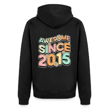 Fantastic Since 2015 Flower Theme - Unisex Premium Organic Zip Hoodie - black - Back - Nico (187cm)