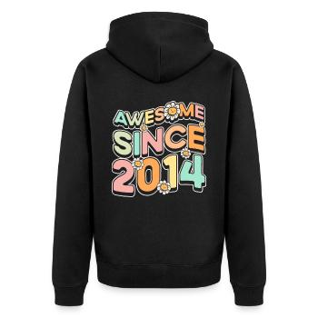 Fantastic Since 2014 flower theme - Unisex Premium Organic Zip Hoodie - black - Back - Nico (187cm)