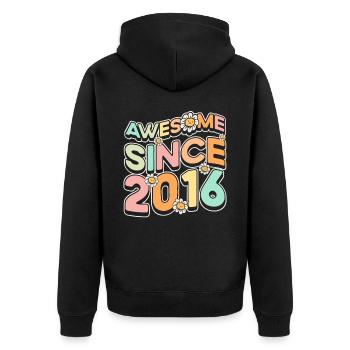 Fantastisch Seit 2016 Blumen-thema - Unisex Premium Bio Zip Hoodie - Schwarz - Hinten - Nico (187cm)