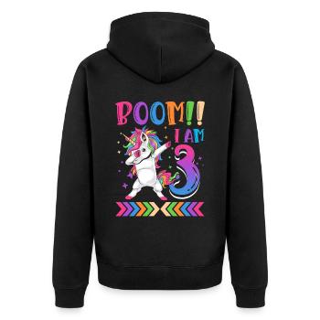 Boom!! Ich Bin 3, Buntes Lustiges Einhorn 3. - Veste à capuche bio Premium Unisexe - noir - Dos - Nico (187cm)