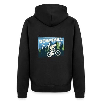 Downhill Mountain Bike - Unisex Premium Organic Zip Hoodie - black - Back - Nico (187cm)