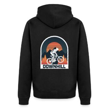 Downhill Mountain Bike - Unisex Premium Organic Zip Hoodie - black - Back - Nico (187cm)