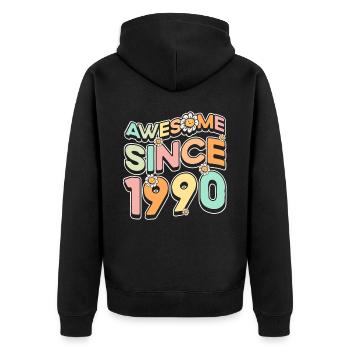 Fantastique depuis 1990 Thème floral - Veste à capuche bio Premium Unisexe - noir - Dos - Nico (187cm)
